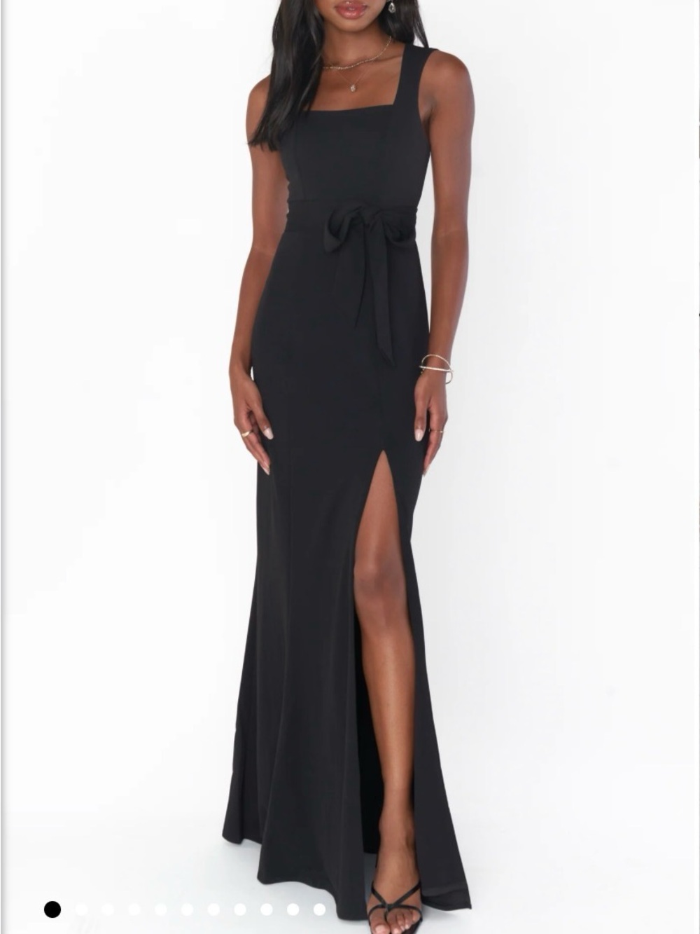 Show Me Your Mumu Paris Gown in Black Stretch (Sash included)